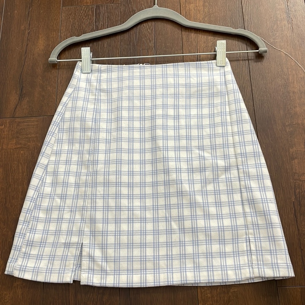 Small Waist 1Sz Blue/White Plaid Mini Skirt